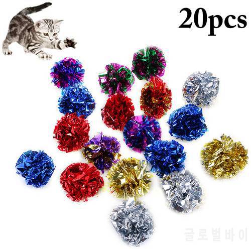 20pcs Crinkle Ball Cat Toy Colorful Ball Interactive Pet Kitten Scratch Playing Ball Training Pet Supplies for Cats