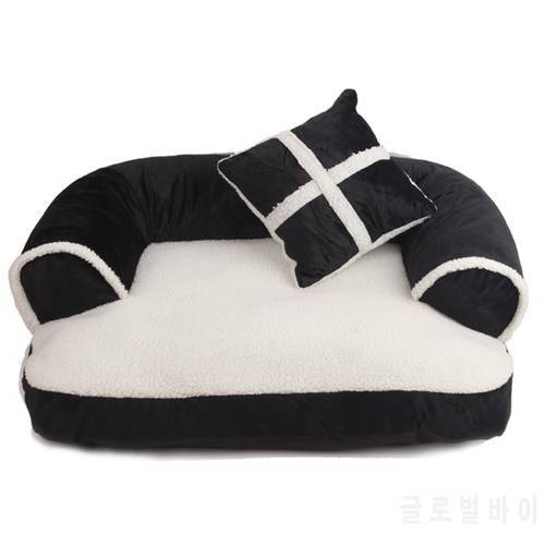 Luxury Cute Cat Dog Pet Beds Mats Fleece Warm Pet Dog Sofa with Pillow Pet Cat Bed House Big Blanket Cushion Basket Supplies