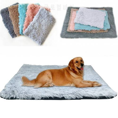 Winter Pet Dog Bed Pad Soft Long Plush Cat Cushion House Warm Big Size 100*70CM Sleeping Bed Blanket For Small Large Dogs Mat