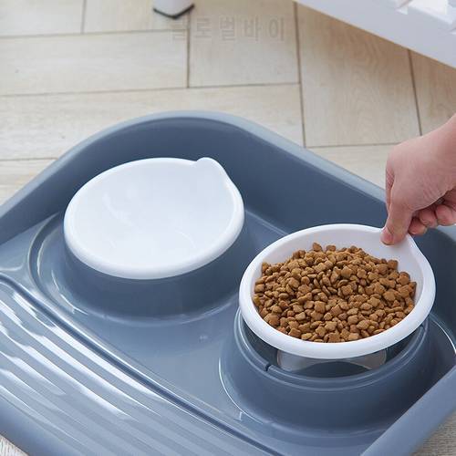 Dual-use Dog Feeder Pet Feeder Creative Environmentally Bowl Plastic Non-slip Double Bowl Anti-overturned Eating And Drinking