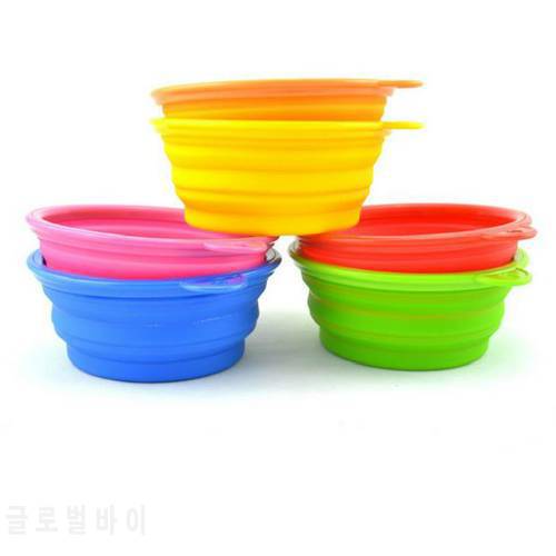 1 PC Hot Dog Pet Portable Silicone Collapsible Travel Feeding Bowl Water Dish Feeder Candy Color