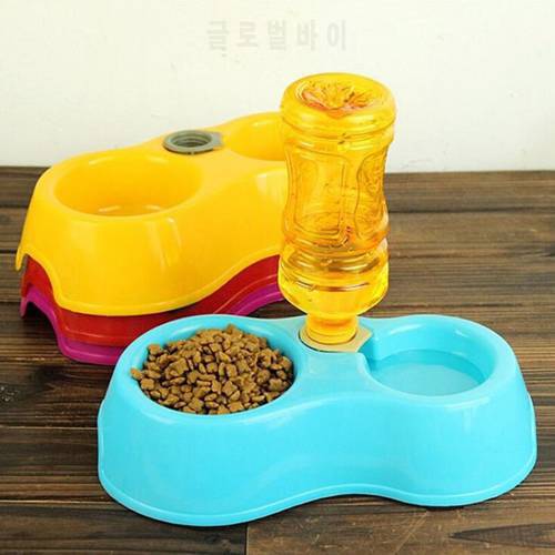 Double Pet Dog Food Bowls Auto Water Pan Pet Drinking Dish Feeder Cat Bowl Puppy Feeding Supplies Small Dog Accessories