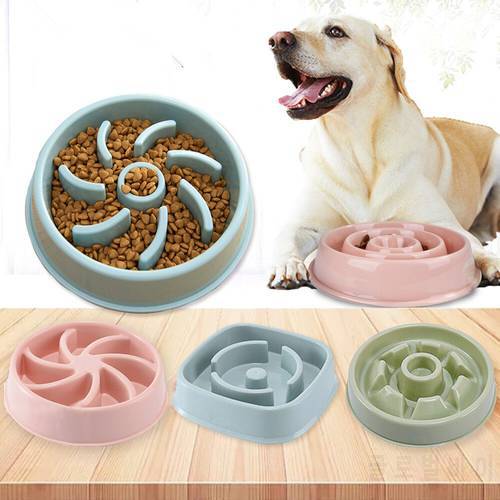 Plastic Anti Choking Puppy Cat Eating Dish Bowl Pet Dog Bowl Slow Feeder Anti-Gulping Food Plate Cat Pets Feeder Dog Bowls