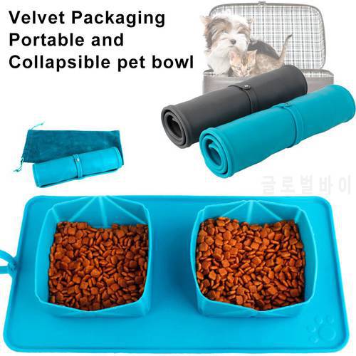 Portable Pet Travel Dog feeding Food Silicagel Bowl Can Roll up