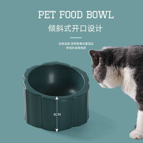 Ceramic Pet Feeder Bowl 12 Degree Tilt Dog Cat Water Food Dispenser Bowl Neck Guard Pet Feeder Bowl Pet Products Drinking Bowl