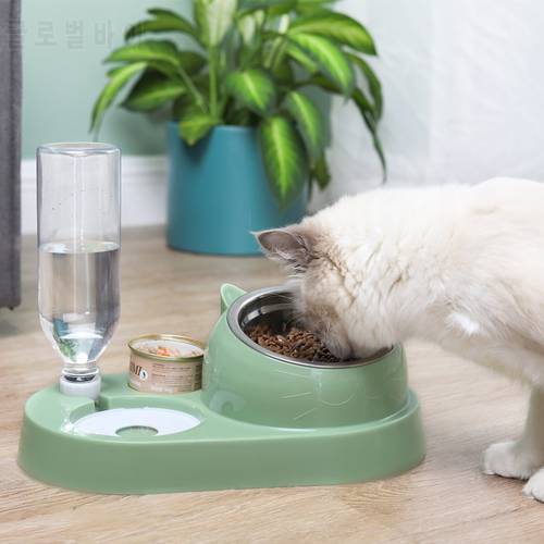 Cat Automatic Water Feeder Dog Water Dispenser Dog Food And Cat Food Bowl Feeder Non-Slip Stainless Steel Bowl