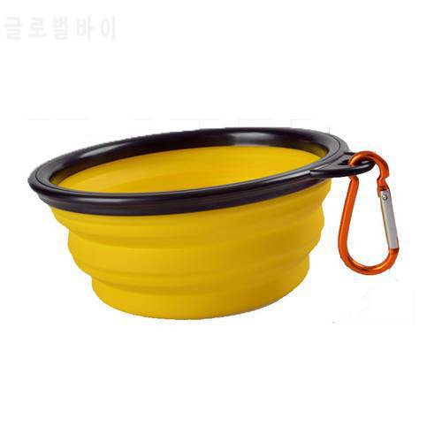 1X S size NEW Foldable silicone dog bowl candy color outdoor travel portable puppy dog food container feeder dish pet bowl
