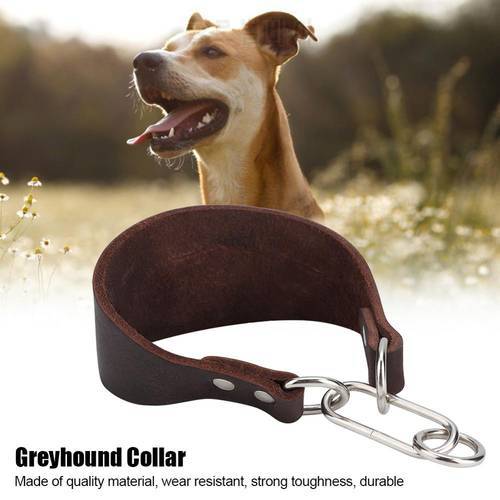 Cow Leather Durable Portable Widen Dog Collar For Small Dog Greyhound Whippet With Rivet Fixing Brown Dog Harness