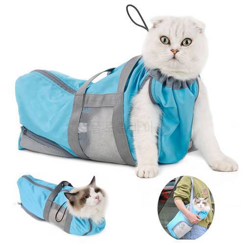 Cat Grooming Bag Mesh Restraint Cat Bag Nail Trimming Pet Hospital Medical Check Vet Tool Outdoor Cat Carrier Bag Health Care