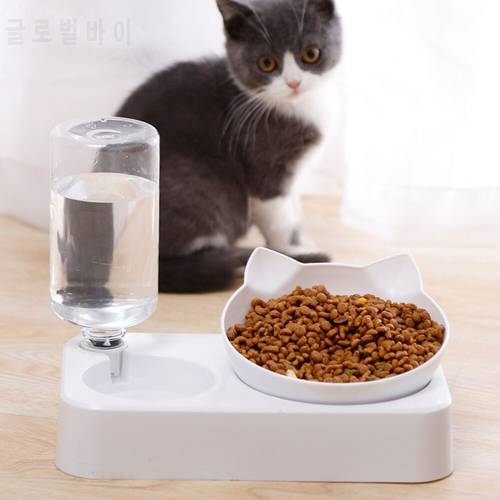 Pet Bowl Automatic Feeder Dog Cat Food Bowl with Water Dispenser Double Bowl Drinking Raised Stand Dish Bowls