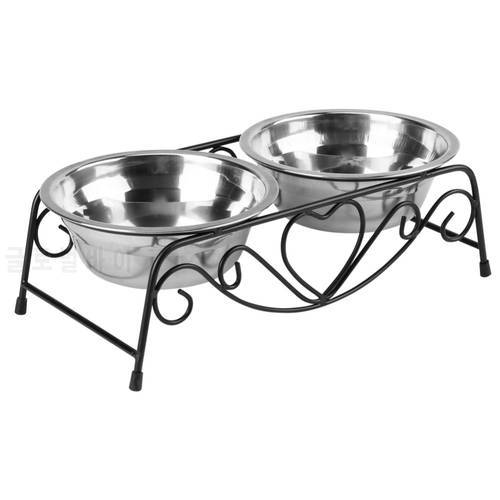 Hot Dogs Feeders Double Stainless Steel Dog Bowl Non-slip Feeding Pet Bowl Cat Puppy Food Water Feeder for Dog Pet Supplies