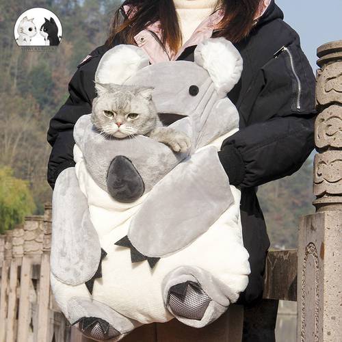 Cute Koala Pet Cat Dog Carrier Bag Winter Warm Out Double Shoulder Portable Travel Backpack Outdoor Small Pet Cat Dog Front Bag