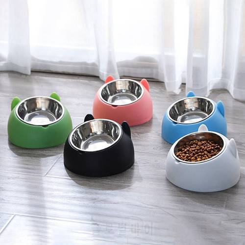 200ml Cat Bowl Non-slip Stainless Steel Pet Dog Cats Elevated Stand Tilted Feeder Bowls Cat Water Food Bowls Dog Feeder Product