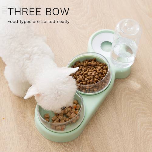 Pet Bowl Double Cat Bowl Automatic Water Container Food Dispenser Cat Feeder Food Bowls Drinking Raised Stand Dish for Cat Dog