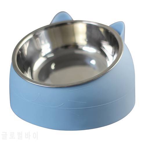 200ml Stainless Steel Cat Bowl Non-slip Base Puppy Cats Food Drink Water Feeder Neck Protection Dish Pet Bowls