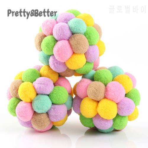 Pretty&Better Cat Toy Colorful Handmade Bouncy Ball Interactive Toy Cat Plush Chewing Toy Set Interactive Cat Toys Pet Supplies