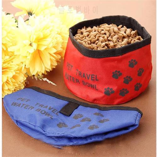 1 pc Pet Food Bag Outdoor Traveling Dog Cat Water Dish Portable Collapsible Food Dish Bowl Waterproof Cloth Folding Feeding Bowl