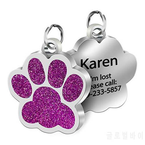 Custom Puppy Dog Tag Anti-lost Engraved Pet Dog Collar Accessories Personalized Cat Puppy ID Tag Stainless Steel Paw Name Tag
