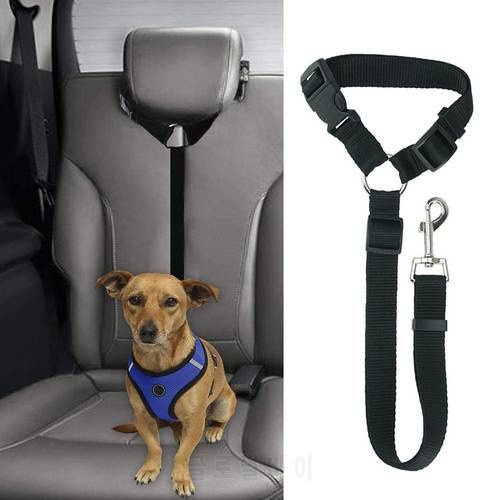 Dog Cat Safety Seat Belt Strap Car Headrest Restraint Adjustable Nylon Dog Restraints Vehicle Seatbelts Harness Pet Accessories