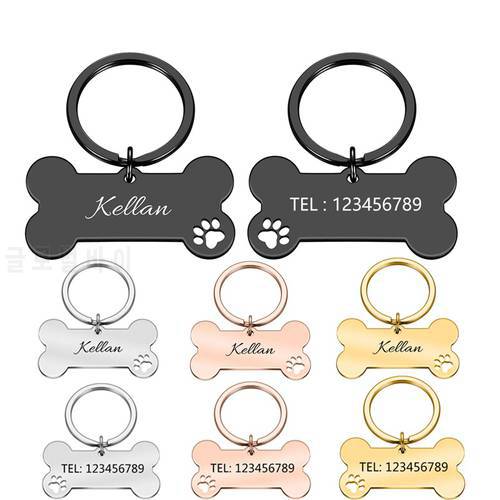 Anti-lost Personalized Pet ID Tag Dog Collar Engraved Pet ID Name for Cat Puppy Dog Collar Tag Pendant Collar Pet Accessories
