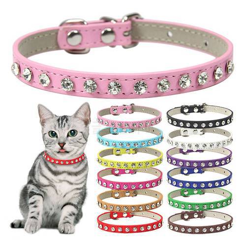 Bling Rhinestone Leather Collar For Dog Cat Pet Accessory Crystal Diamond Dog Collar Strap for Small Dogs Cat ошейник для собак