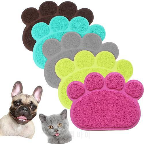 PVC Pet Dog Cat Puppy Kitten Dish Bowl Food Water Placemat Mat Paw Shape Puppy Feeding Bowl Tray Kitty Claw Cleaning