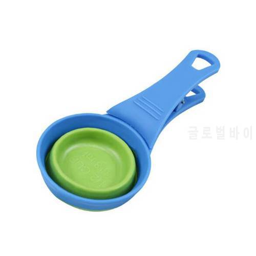 Folding Silicone Pet Bowl Food Spoon Foldable Food Bag Water Bowl Measuring Cup Dog Food Spoon 118ml