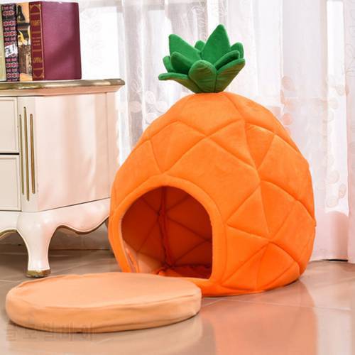 Soft Cotton Dog Beds Pet Bed Foldable Pet Bed Fruit Shape Dog Kennel Warm Mat Small Dog Puppy Kennel House for Cats Sleeping Bag