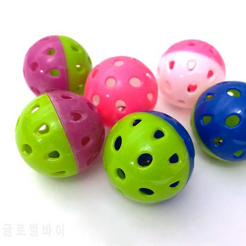 Colourful 5Pcs/Set 4.3cm Plastic Pet Cat Kitten Play Balls With Jingle Bell Pounce Chase Rattle Toy For Dog Cat pet