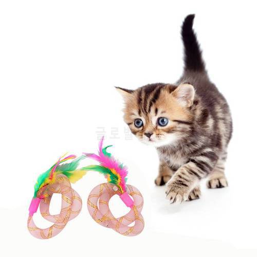 Pet Cat Line Tube with Feather Spring Elastic Toy Pet Interactive Toy Fun Scratching Ball funny Gift Pet Playing Supplies