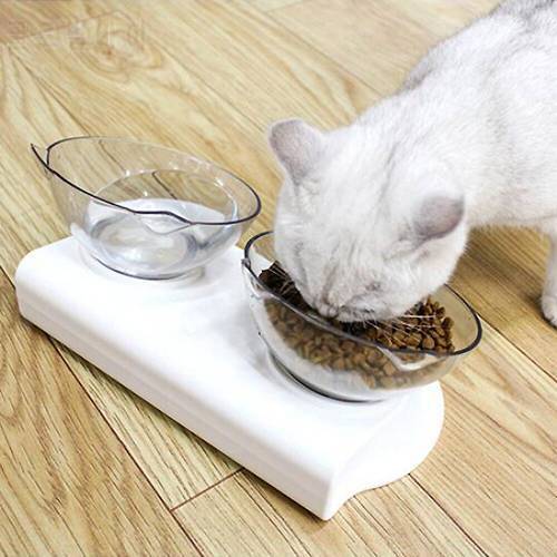 2pcs Cat Food Bowl With Stand White Elevated Cat Dog Water Bowl Detachable Dish Bowl Tray Durable Pet Feeding Bowl