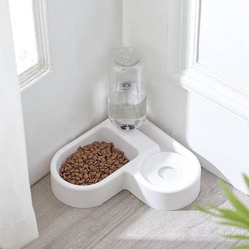 Double Feeder Automatic Water Drinking Pet Dog Cat Fountain And Stainless Steel Food Bowls Design For Dogs Cats