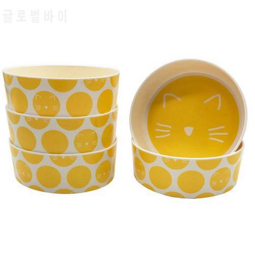 Cute Cartoon Cat Plastic Pet Bowls Easy To Clean Bowl Pet Food Water Feeder Dog Cat Bowl Pet Feeding Supplies