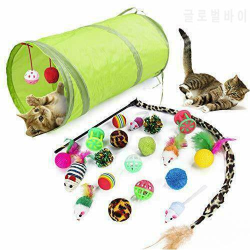 Hipidog Cat Toy Mouse Fish Ball 21Pcs Pet Toys Cat Toys Interactive Feather Wand Cat Toy Set