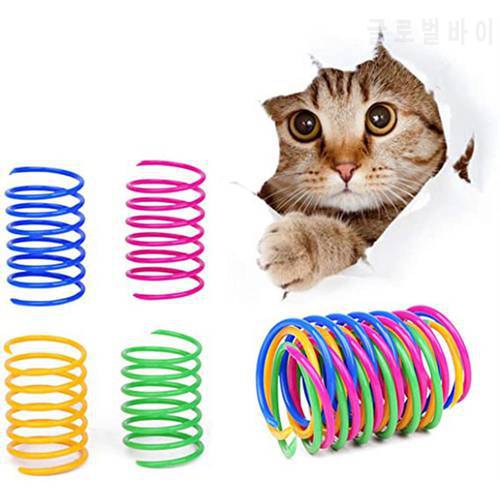 4Pcs Pet Cat Spring Toy Plastic Colorful Coil Spiral Springs Pet Action Wide Interactive Colorful Toys Pet Products For Cats