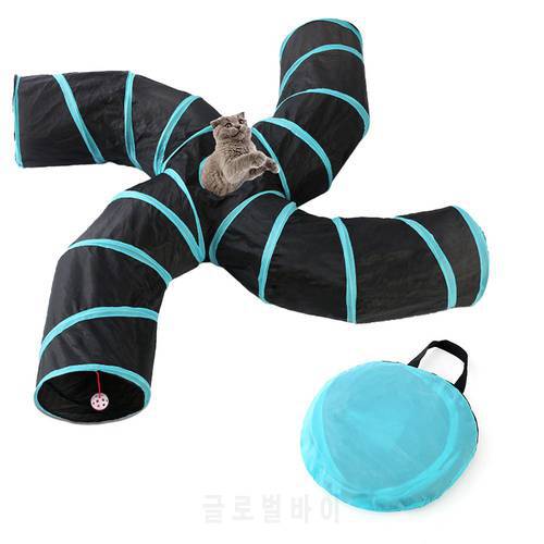 5 Holes Foldable Pet Cat Tunnel Pet Tube Collapsible Play Toy S-type Indoor Outdoor Kitty Puppy Training ToysTube