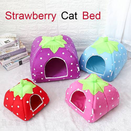 Cave Cat Bed for Cats Cotton Winter Cat Bed House Kitten Puppy Pet Product Pink Cave Cats Basket Beds Cat Accessories