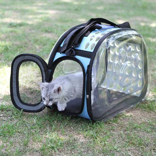 Pet Dogs Cats Portable Foldable Transparent Handbag Carrier Shoulder Travel Bag