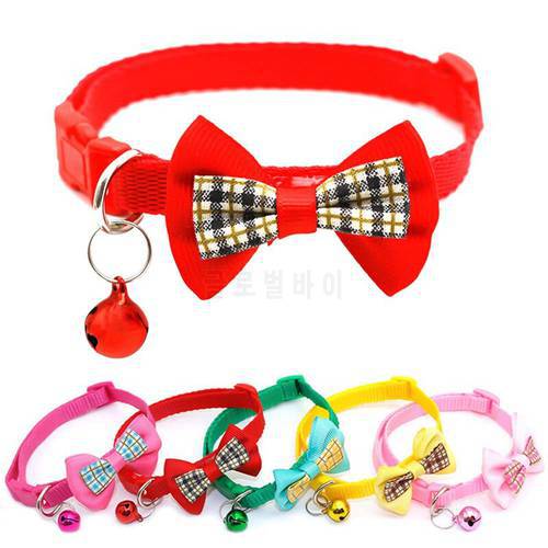 1pc Candy Color Adjustable Bow Tie Bell Bowknot Collar Necktie Puppy Kitten Dog Cat Pet