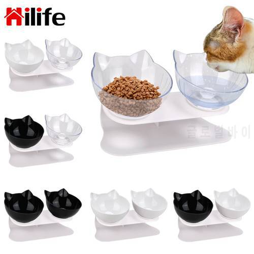 Non-slip Cat Bowls Double Dog Bowls With Raised Stand Pet Food Drinkers Water Bowls Cats Dogs Feeders Pet Products Cat Bowls
