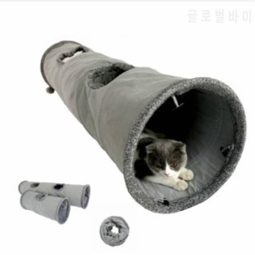 Collapsible Cat Tunnel Kitten Play Tube for Large Cats Dogs Bunnies With Ball Fun Cat Toys 2 Suede Peep Hole pet toys WF