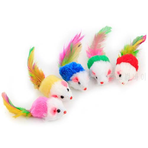 Cat toys False Mouse Pet Cat Toys Mini Funny Playing Toys For Cats with Colorful Feather Plush Mini Mouse Toys Dropshipping