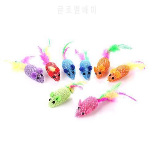Cat toys False Mouse Pet Cat Toys Mini Funny Playing Toys For Cats with Colorful Feather Plush Mini Mouse Toys
