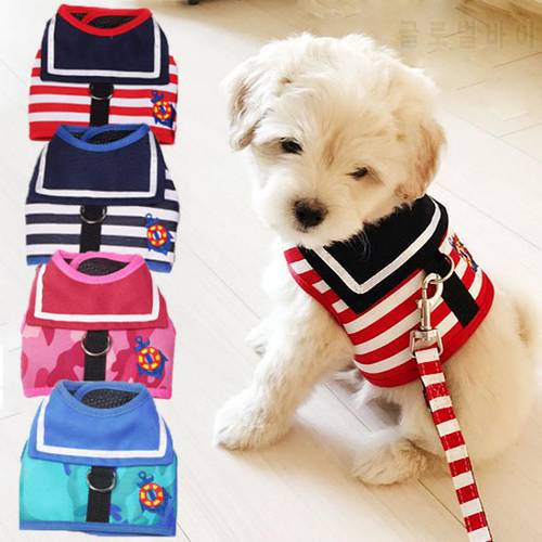 Pet Dog Harness Soft Breathable Navy Style Leash Set For Small Medium Dogs Chihuahua Puppy Collar Cat Pet Dog Chest Strap Leash
