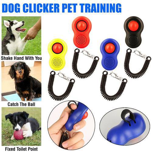 1pc Pet Dog Cat Button Training Clicker New Dogs Click Trainer Obedience Aid Wrist Strap Adjustable Sound Key Chain 4 Colors