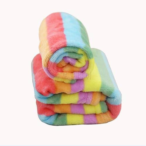 Warm Winter Pet Thick Blankets Coral Fleece Soft Touch Rainbow Color Large Size Dog Cat Bed Blanket Sleeping Mat Pet Products