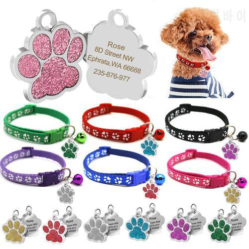 Dog Collar For Dog Custom Tag With Bells Address Tags Dogs Leash Cat Badge Sheet Pet Identification Name Tag Pendant Dog Plate