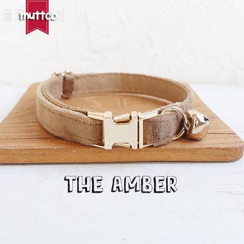 MUTTCO retail with gold high quality metal buckle collar for cat THE AMBER design cat collar 2 sizes UCC079J