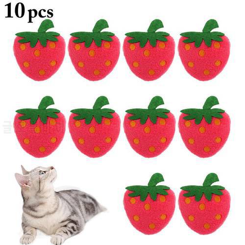Legendog 10Pcs/Set Cat Catnip Toys Novelty Strawberry Shape Cat Interactive Toy Chew Toy Pet Supplies Cat Favors