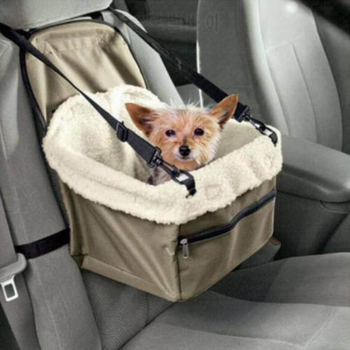 Folding Pet Carrier Car Seat Cover Universal Vehicle Armrest Box With Zipper Basket Hammock For Small Dog Cat Hanging Bags Mat